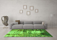 Machine Washable Abstract Green Modern Rug, wshabs2563grn