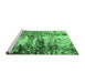 Sideview of Machine Washable Abstract Emerald Green Modern Area Rugs, wshabs2563emgrn