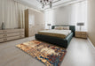 Abstract Sangria Brown Modern Rug in a Bedroom, abs2563