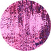 Round Machine Washable Abstract Pink Modern Rug, wshabs2563pnk