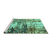 Sideview of Machine Washable Abstract Turquoise Modern Area Rugs, wshabs2563turq