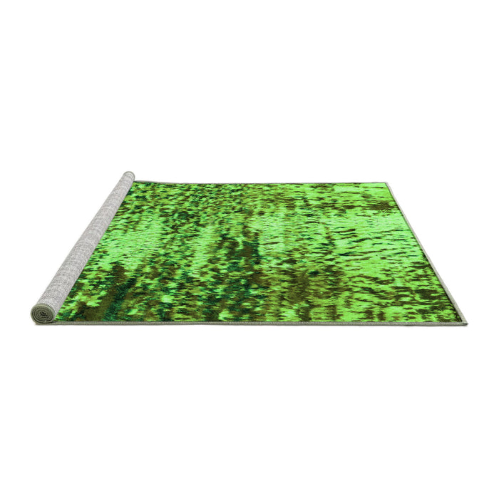 Sideview of Machine Washable Abstract Green Modern Area Rugs, wshabs2563grn