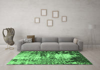 Machine Washable Abstract Emerald Green Modern Rug, wshabs2563emgrn