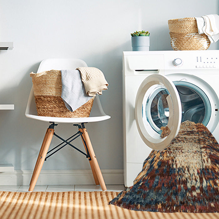 Machine Washable Abstract Sangria Brown Rug in a Washing Machine, wshabs2563