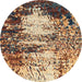 Round Abstract Sangria Brown Modern Rug, abs2563