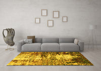 Machine Washable Abstract Yellow Modern Rug, wshabs2563yw