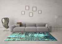 Machine Washable Abstract Light Blue Modern Rug, wshabs2563lblu