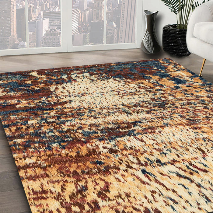 Machine Washable Abstract Sangria Brown Rug in a Family Room, wshabs2563