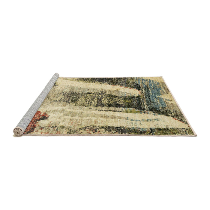 Sideview of Machine Washable Abstract Yellow Rug, wshabs2564