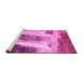 Sideview of Machine Washable Abstract Pink Modern Rug, wshabs2564pnk