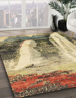 Abstract Yellow Modern Rug in Family Room, abs2564