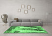 Machine Washable Abstract Emerald Green Modern Area Rugs in a Living Room,, wshabs2564emgrn