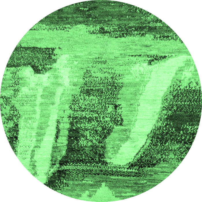 Round Abstract Emerald Green Modern Rug, abs2564emgrn
