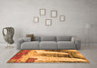 Machine Washable Abstract Orange Modern Area Rugs in a Living Room, wshabs2564org