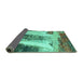 Sideview of Abstract Turquoise Modern Rug, abs2564turq