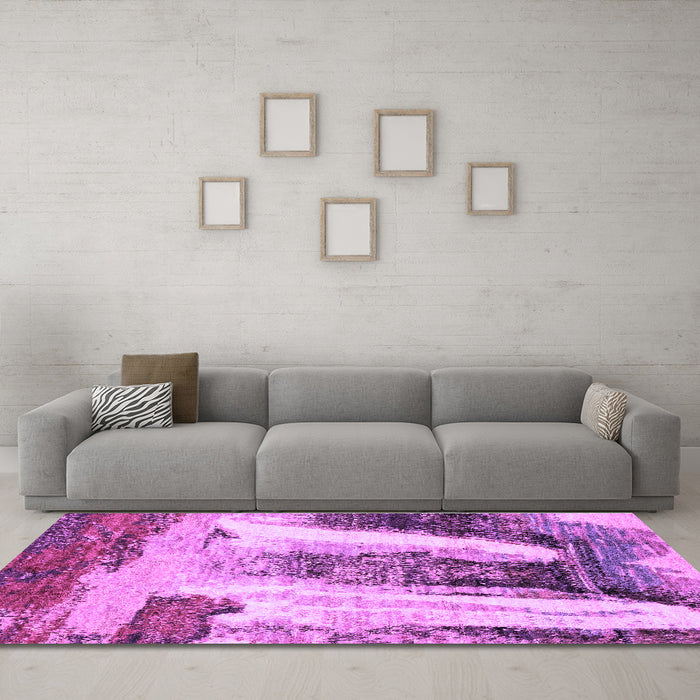 Machine Washable Abstract Purple Modern Area Rugs in a Living Room, wshabs2564pur