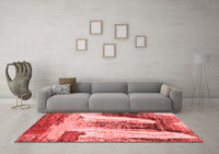 Machine Washable Abstract Red Modern Rug, wshabs2564red