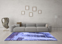 Machine Washable Abstract Blue Modern Rug, wshabs2564blu