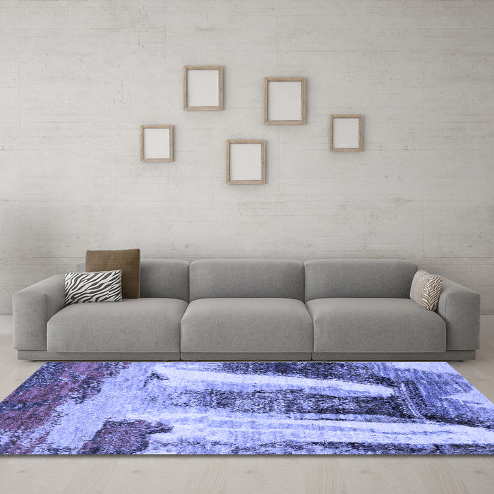 Machine Washable Abstract Blue Modern Rug in a Living Room, wshabs2564blu