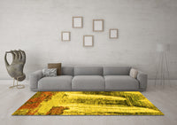 Machine Washable Abstract Yellow Modern Rug, wshabs2564yw