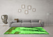 Machine Washable Abstract Green Modern Area Rugs in a Living Room,, wshabs2564grn