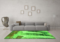 Machine Washable Abstract Green Modern Rug, wshabs2564grn