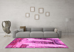 Machine Washable Abstract Pink Modern Rug in a Living Room, wshabs2564pnk