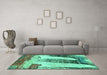 Machine Washable Abstract Turquoise Modern Area Rugs in a Living Room,, wshabs2564turq