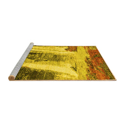 Sideview of Machine Washable Abstract Yellow Modern Rug, wshabs2564yw