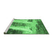 Sideview of Machine Washable Abstract Emerald Green Modern Area Rugs, wshabs2564emgrn