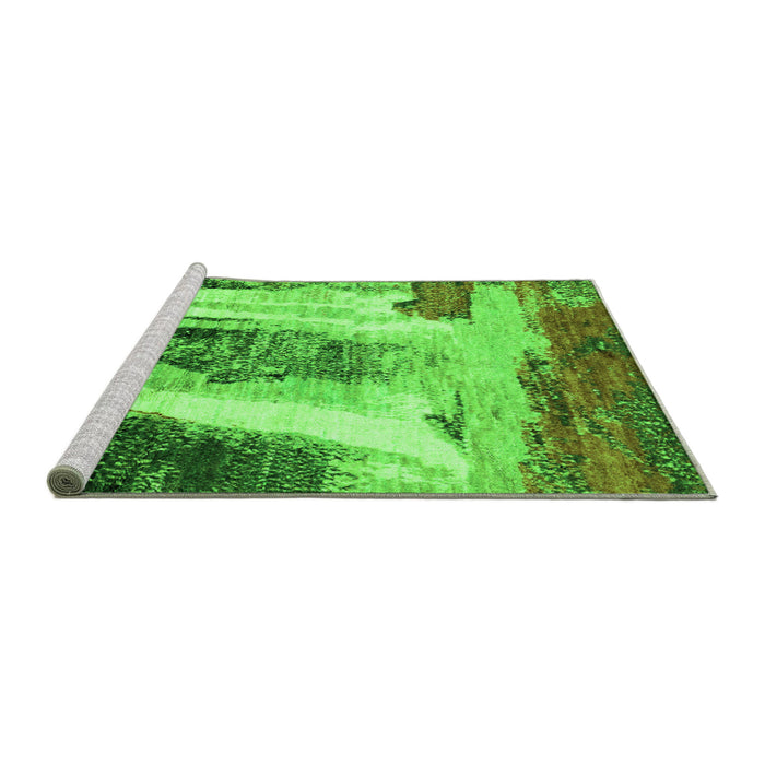 Sideview of Machine Washable Abstract Green Modern Area Rugs, wshabs2564grn