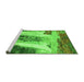 Sideview of Machine Washable Abstract Green Modern Area Rugs, wshabs2564grn