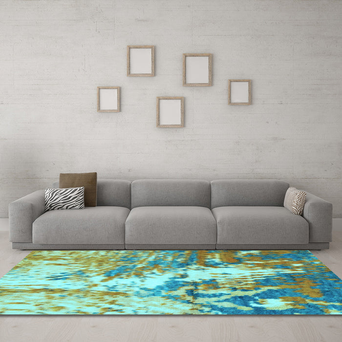 Machine Washable Abstract Light Blue Modern Rug in a Living Room, wshabs2565lblu