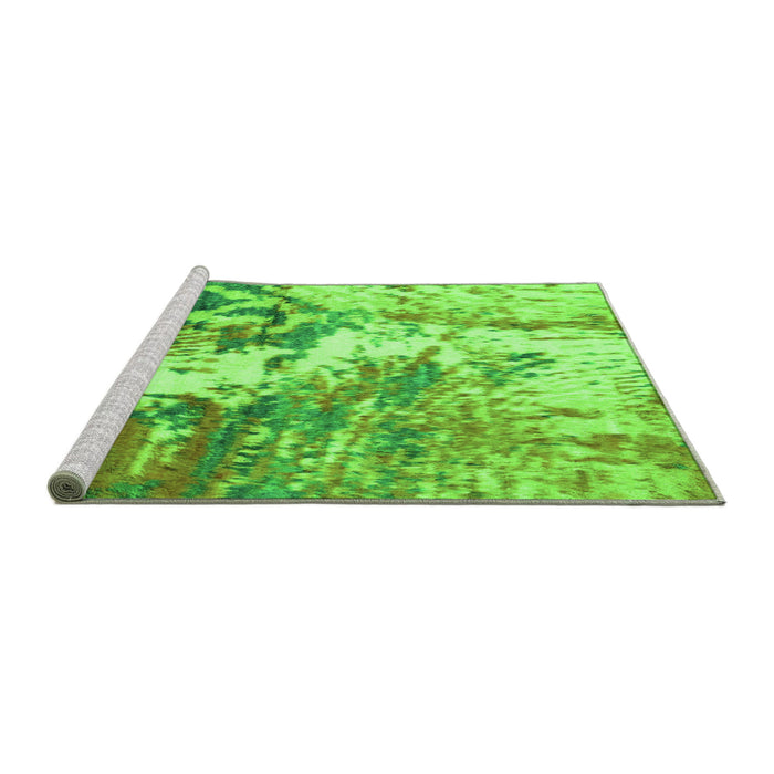 Sideview of Machine Washable Abstract Green Modern Area Rugs, wshabs2565grn
