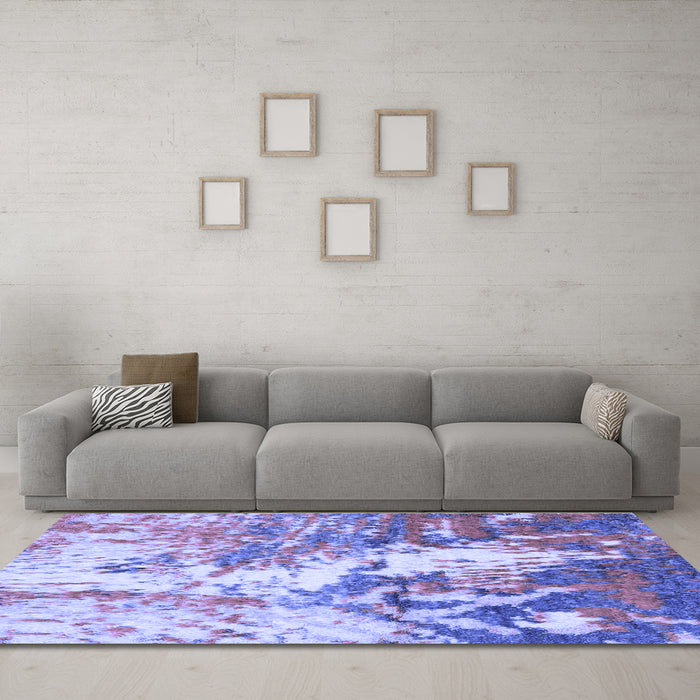 Machine Washable Abstract Blue Modern Rug in a Living Room, wshabs2565blu