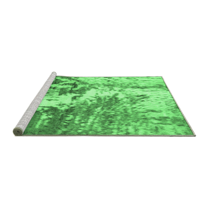 Sideview of Machine Washable Abstract Emerald Green Modern Area Rugs, wshabs2565emgrn