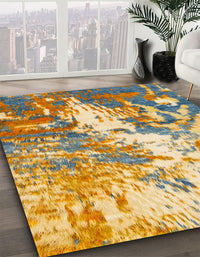 Abstract Dark Gold Brown Modern Rug, abs2565