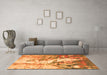 Machine Washable Abstract Orange Modern Area Rugs in a Living Room, wshabs2565org