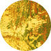 Round Abstract Yellow Modern Rug, abs2565yw