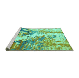 Sideview of Machine Washable Abstract Turquoise Modern Area Rugs, wshabs2565turq