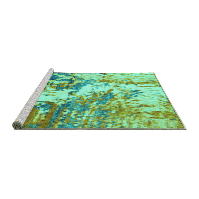 Sideview of Machine Washable Abstract Turquoise Modern Area Rugs, wshabs2565turq