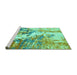 Sideview of Machine Washable Abstract Turquoise Modern Area Rugs, wshabs2565turq