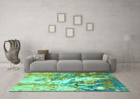 Machine Washable Abstract Turquoise Modern Rug, wshabs2565turq