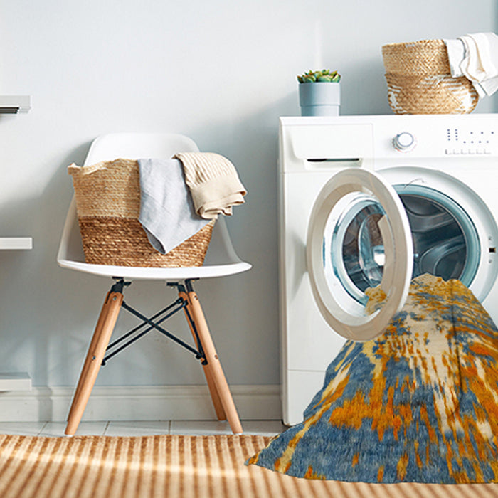 Machine Washable Abstract Dark Gold Brown Rug in a Washing Machine, wshabs2565