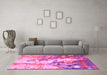 Machine Washable Abstract Pink Modern Rug in a Living Room, wshabs2565pnk