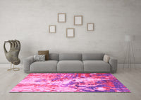 Machine Washable Abstract Pink Modern Rug, wshabs2565pnk