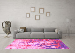 Machine Washable Abstract Pink Modern Rug in a Living Room, wshabs2565pnk