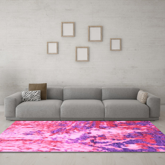 Machine Washable Abstract Pink Modern Rug in a Living Room, wshabs2565pnk