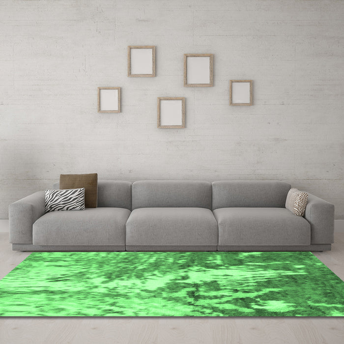 Machine Washable Abstract Emerald Green Modern Area Rugs in a Living Room,, wshabs2565emgrn