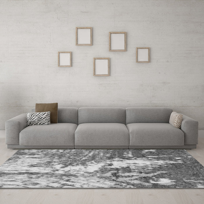 Machine Washable Abstract Gray Modern Rug in a Living Room,, wshabs2565gry